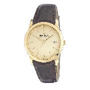 Dreyfuss and Co Men's 18ct Gold Brown Leather Strap Watch