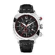 Guess Collection Men's Black Dial Leather Strap Watch