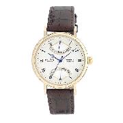 Rotary Men's Gold-Plated Brown Leather Strap Watch