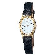 Seiko Ladies' Gold-Plated Leather Strap Watch