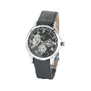 Seiko Premier Men's Automatic Black Leather Strap Watch