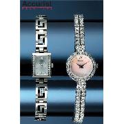 Accurist Silver Crystal Watch